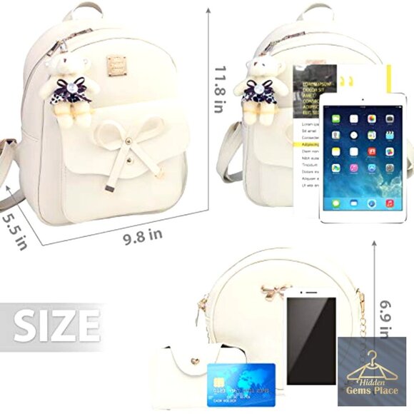 Mini Leather Backpack Purse with Adjustable Straps, 6 Pockets, Daypack main image 5